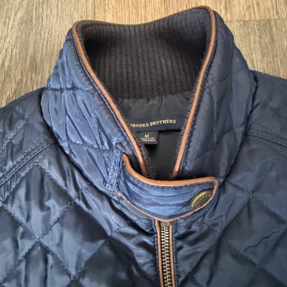 Brooks Brothers diamond quilted vest women's size M medium navy brown equestrian - Picture 3 of 6